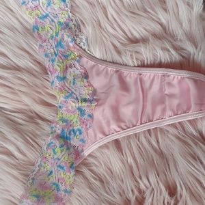 Brand New Satin & TIE DYE Lace Thong-S
